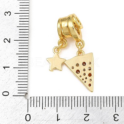 Brass Micro Pave Orange Red Cubic Zirconia Pendants CU-CBAD306-15G-1