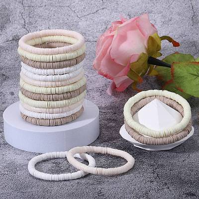 Polymer Clay Heishi Surfer Stretch Bracelets Set BJEW-SW00127-1