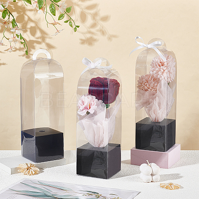 Transparent PVC Single Rose Flower Packaging Boxes ABAG-WH0045-32C-1