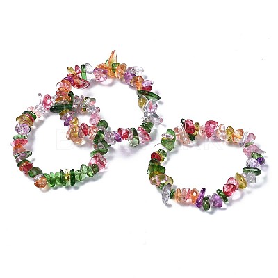 Unisex Synthetic Crackle Quartz Chips Beads Stretch Bracelets BJEW-S143-18-1-1