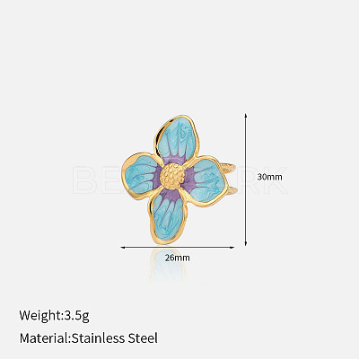304 Stainless Steel & Enamel Cuff Open Rings FS-WG13A6D-01-1