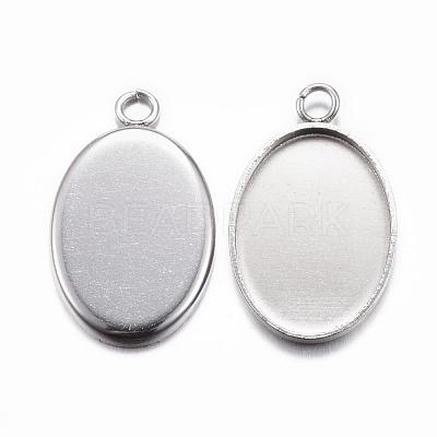 Tarnish Resistant 304 Stainless Steel Pendant Cabochon Settings STAS-H383-12P-1
