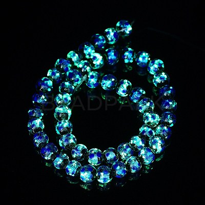 Glow in the Dark Luminous Style Handmade Silver Foil Glass Round Beads FOIL-I006-8mm-02-1