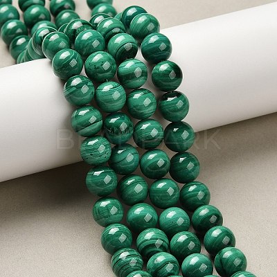 Natural Malachite Beads Strands G-A271-A01-10mm-1