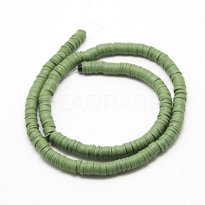 Flat Round Handmade Polymer Clay Bead Spacers X-CLAY-R067-3.0mm-43-1