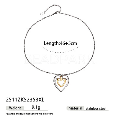 Duo Tone 04 Stainless Steel Pendant Necklaces for Women WGB6C44-01-1