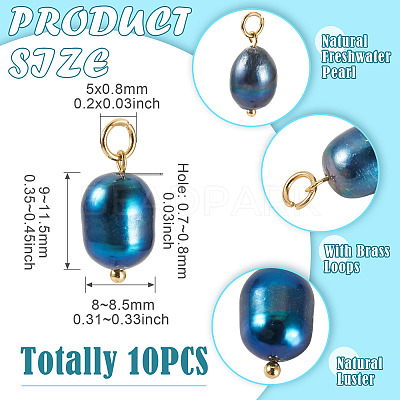 10Pcs Natural Cultured Freshwater Pearl Pendants HJEW-TAC0181-1