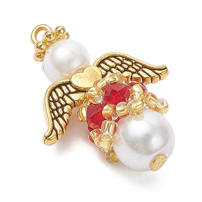 Pearlized Glass Pearl & Glass Pendants PALLOY-MZ00978-03-1