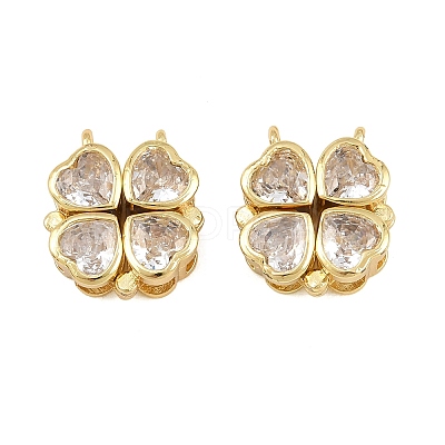Brass Pave Clear Cubic Zirconia Connector Charms Magnet Links CU-CBA48B8-02G-1