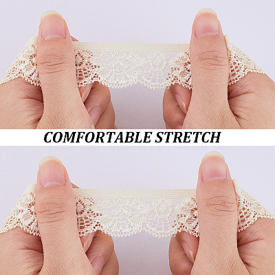 10 Yards Polyester Elastic Lace Trim OCOR-WH0086-04B-1