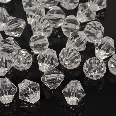 Faceted Bicone Transparent Acrylic Beads DBB18MM01-1