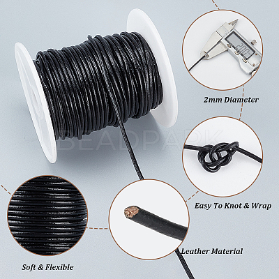 20M Round Cowhide Leather Cord WL-WH0015-01B-02-1