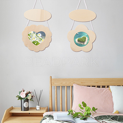 4Pcs 4 Styles Unfinished Natural Wood Hanging Photo Frame AJEW-OC0004-35-1