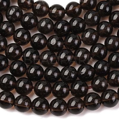 Natural Smoky Quartz Round Beads Strands G-E329-6mm-38-1