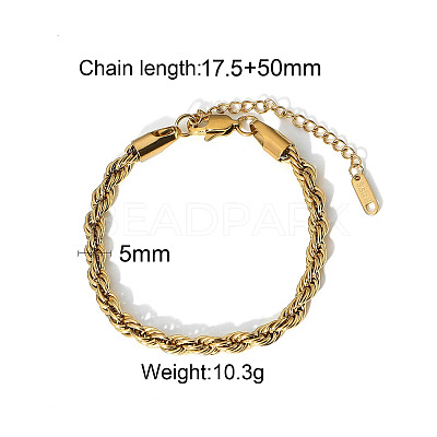 European Style 304 Stainless Steel Rope Chain Bracelet for Women HM2215-6-1