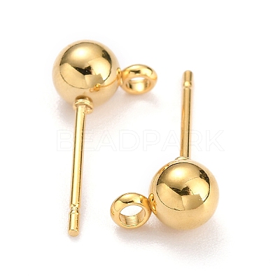 304 Stainless Steel Ball Post Stud Earring Findings X-STAS-Z035-01G-B-1
