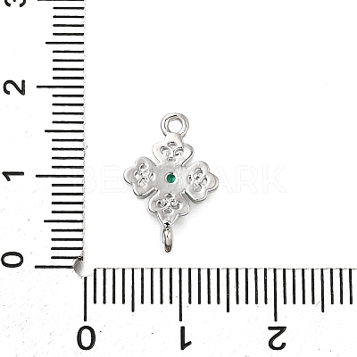 Brass Green Cubic Zirconia Clover Connector Charms KK-Q048-12P-1