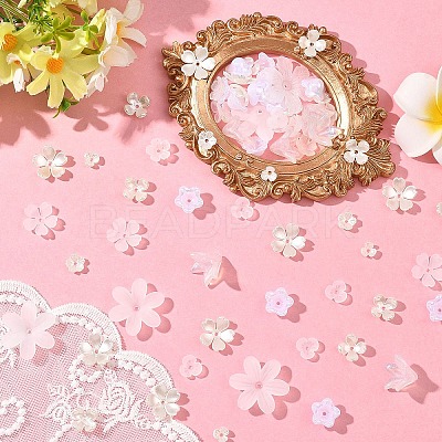 500Pcs 10 Styles ABS Plastic & Acrylic Imitation Pearl Bead Caps OACR-YW0004-12-1