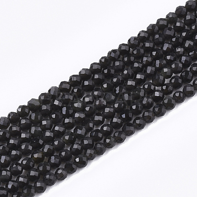 Natural Black Obsidian Beads Strands G-T108-41-1