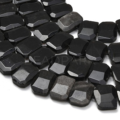 Natural Sliver Obsidian Beads Strands G-C285-A14-01-1