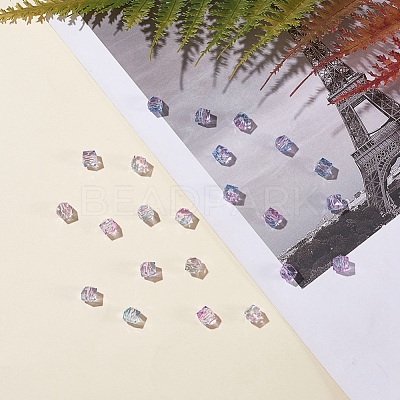 Two Tone Transparent Spray Painted Acrylic Bead X-ACRP-T005-26-1