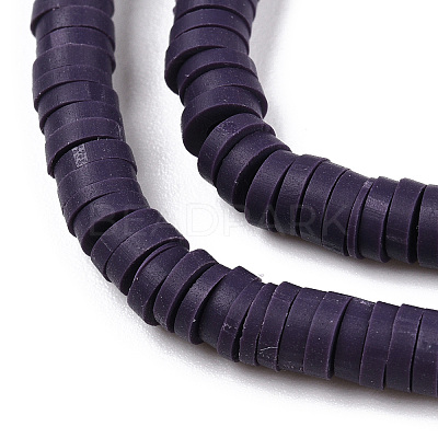 Flat Round Handmade Polymer Clay Bead Spacers CLAY-R067-4.0mm-04-1