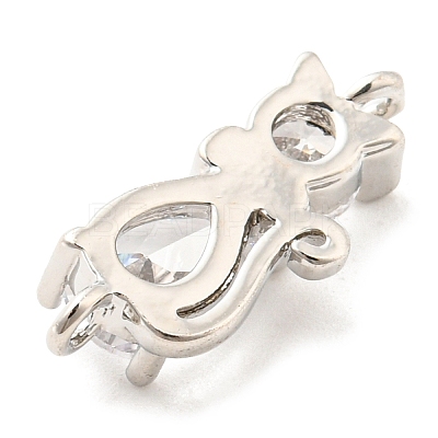Brass Micro Pave Cubic Zirconia Kitten Links Connectors X1-ZIRC-G157-50P-1
