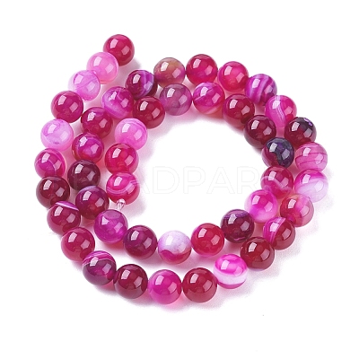 Natural Striped Agate/Banded Agate Beads Strands G-G582-8mm-56-1