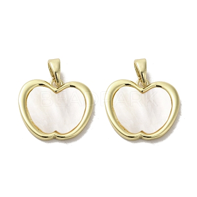 Brass Pave Shell Pendants KK-I708-14C-G-1