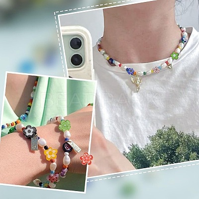 240Pcs 12 Colors Handmade Millefiori Glass Bead Strands LAMP-HY0001-09-1