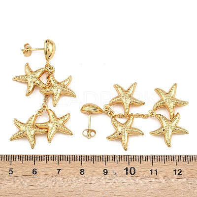 304 Stainless Steel Dangle Stud Earrings EJEW-P325-05F-G-1