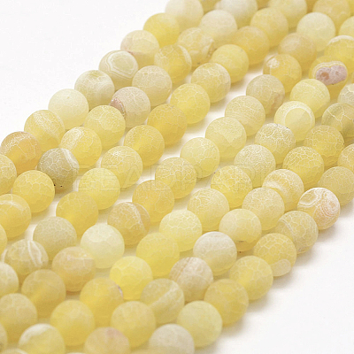 Frosted Natural Weathered Agate Beads Strands G-F367-8mm-11-1