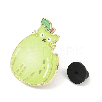 Cat Shape with Pear Enamel Pins JEWB-I052-02G-05-1