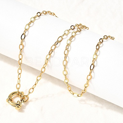 304 Stainless Steel Cable Chain Necklaces with Spring Ring Clasps for Women X-NJEW-Z091-15G-1