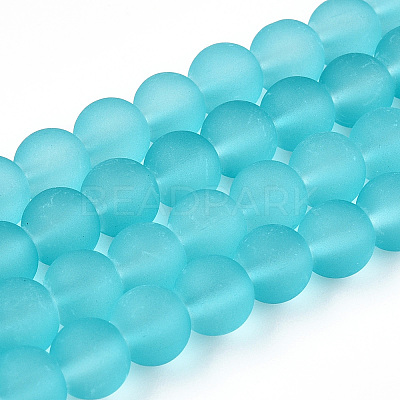 Baking Paint Transparent Glass Bead Strands GLAA-S031-8mm-18-1