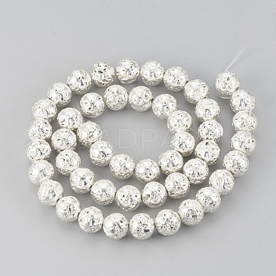 Electroplated Natural Lava Rock Beads Strands G-T061-55E-4mm-1