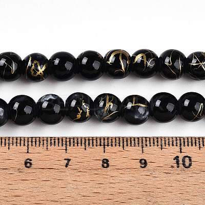 Baking Paint Glass Beads Strands DGLA-N003-8mm-B10-1