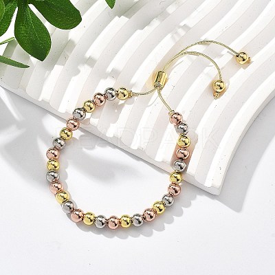 Long-Lasting Plated Brass Beads Slider Bracelets for Women BJEW-K268-03-1
