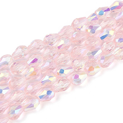 Transparent Electroplate Glass Beads Strands LS-EGLA-N023-6x8mm-A03-1