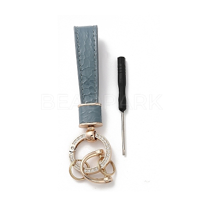 Microfiber & Zinc Alloy & Crystal Rhinestone Keychain LS-KEYC-G062-01A-1