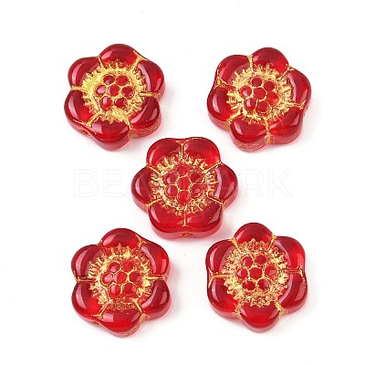 Baking Paint and Golden Metal Enlaced Glass Beads X-DGLA-T004-10F-1