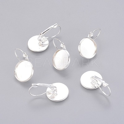 Brass Leverback Earring Findings KK-C1244-14mm-S-NF-1