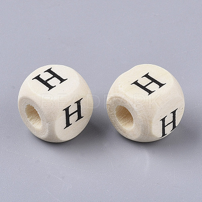 Printed Natural Wood Beads LS-WOOD-T026-001H-1