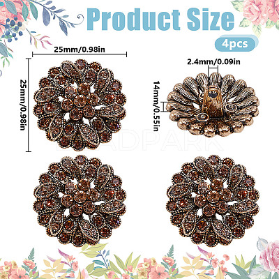 4Pcs 1-Hole Alloy Glass Shank Buttons FIND-DR0002-01AG-1