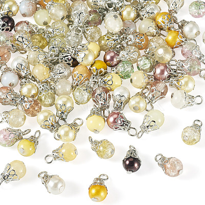 100Pcs Mixed Styles Glass Pendants PALLOY-TADJ00008-1