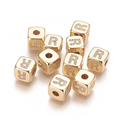 Brass Micro Pave Cubic Zirconia Beads KK-K238-16G-R-1