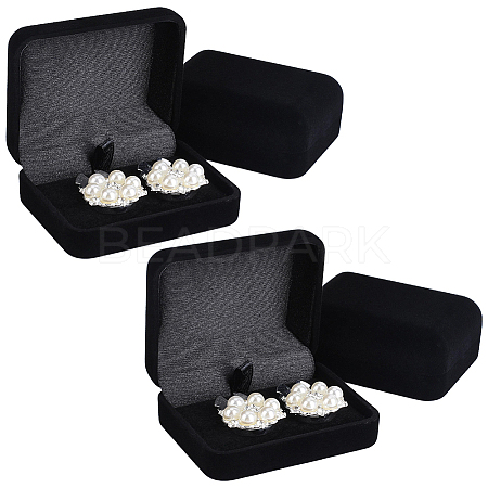 4Pcs Velvet Gift Cufflink Boxes with Hinged Lid and Black Inside CON-PH0003-64A-1