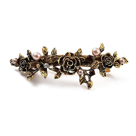 Flower Alloy Rhinestone Hair Barrettes PHAR-S604-01AG-04-1