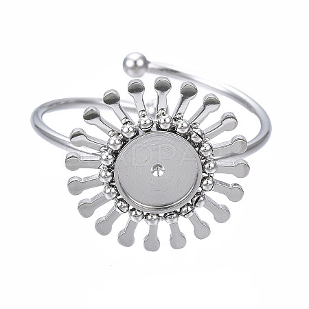 Non-Tarnish 304 Stainless Steel Open Cuff Finger Ring Cabochon Settings LS-STAS-T060-14P-1
