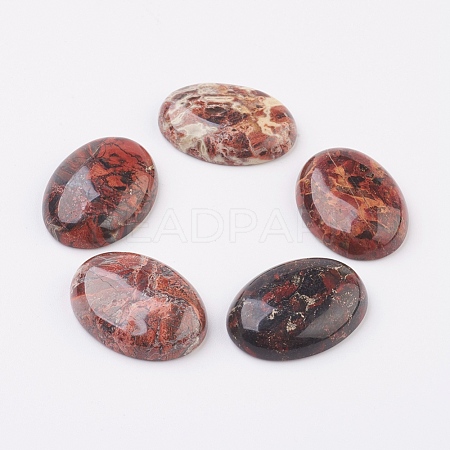 Natural Brecciated Jasper Flat Back Cabochons X-G-G741-13x18mm-02-1